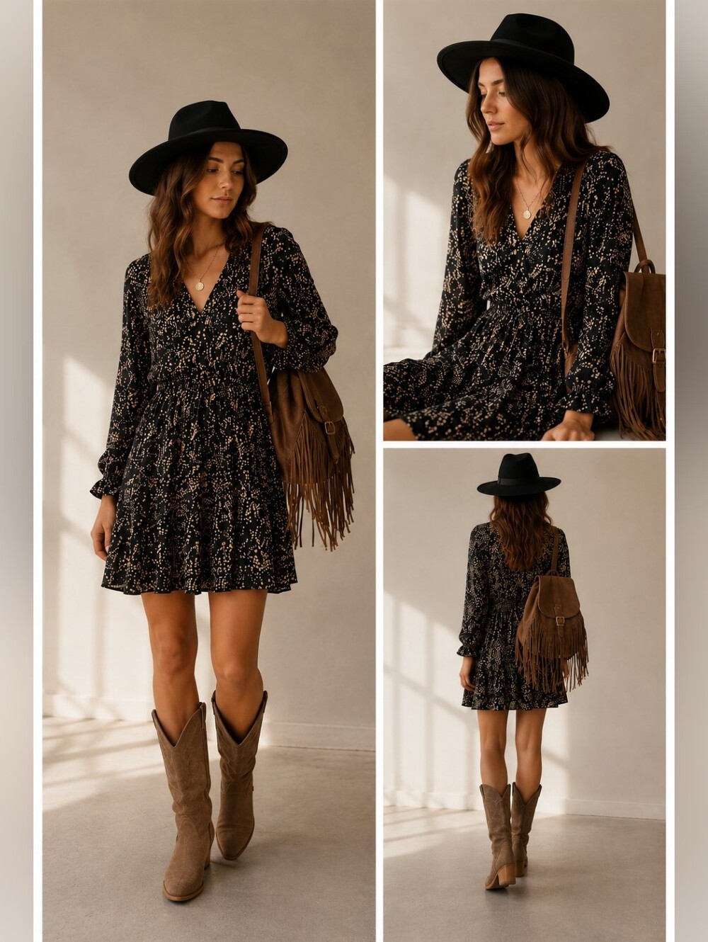 MANGO Black and Cream Floral Dress XS
